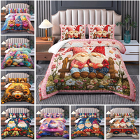 Ensemble de couette pour couple de gnomes de la Saint-Valentin, style rustique champêtre, elfe nain, couette douce en microfibre