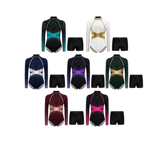 Justaucorps de gymnastique rythmique unisexe WIGYM à manches longues, bleu roi, avec strass, respirant, séchage rapide, léger et ajusté, design personnalisé - Product Image 1