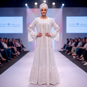 Vestido Largo Kaftan de Lujo de Encaje de Algodón Blanco para Mujer, Bordado Chikankari, Ropa Étnica Africana, Elegante y Modesto para Ocasiones Especiales - Product Image 5