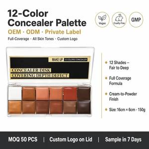 Vente en gros Palette de maquillage crème anti-cernes haute qualité grande capacité 12 couleurs haute couverture pour peaux foncées - Product Image 1