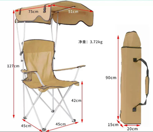 Chaise de plage, de <span class=keywords><strong>camping</strong></span> et de pêche pliable, légère, personnalisable avec logo, pour l'extérieur, avec auvent - Product Image 3