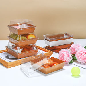 Couvercle Transparent <span class=keywords><strong>Rectangulaire</strong></span> Personnalisé Papier Emballage En Plastique Dessert Gâteau Snack Boîtes avec Couvercle - Product Image 1
