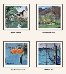 Bigimage artista chino edición limitada Rosa planta paisaje pintura colgante sala de estar <span class=keywords><strong>restaurante</strong></span> dormitorio decoración única para el hogar - Product Image 3