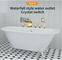 Kit de robinet à trois poignées en laiton de haute qualité avec pommeau de douche à effet pluie boule de cristal fendue Offre Spéciale au design de luxe classique pour hôtels