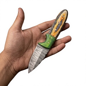 Couteaux Rajput à lame fixe Drop Point en acier Damas forgé 20 cm, manche en bois Pakka bleu, garantie 3 ans, pour le camping et la survie DIY - Product Image 4