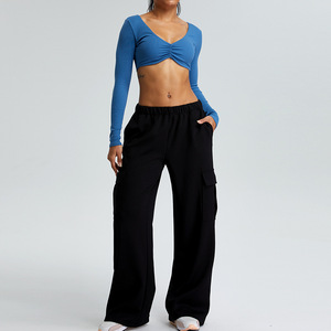 YIYI Scrunch avec rembourré <span class=keywords><strong>Sexy</strong></span> manches longues hauts ensembles de gymnastique filles taille haute survêtement pantalon athlétique ensembles d'entraînement pour les femmes grande taille - Product Image 1