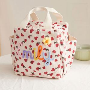 Custom Embroidered Name Cute Corduroy <b>Lunch</b> <b>Bag</b> <b>for</b> <b>Women</b> | Insulated Tote Leak-Proof Freshness Preservation Large - Product Image 5