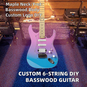 Kit de guitarra eléctrica de 6 cuerdas con logo personalizado, cuerpo de tilo, mástil de arce, acabado flameado, pastillas S S H para tocar - Product Image 2