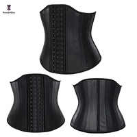 Ceinture amincissante en latex avec logo personnalisé, 25 baleines en acier, contrôle ferme, gaine amincissante, ceinture et gaine de maintien, forme de poitrine galbée avec crochet