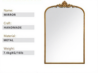 Miroir vintage Art Déco doré 24 x 36 avec cadre entièrement métallique et verre, fait main, léger, pour décoration murale