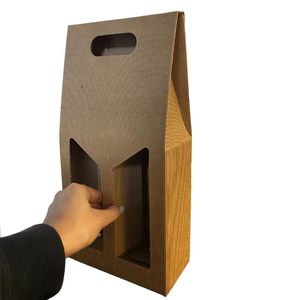 Scatola porta bottiglie di vino per 2 bottiglie, confezione regalo in cartone 19x9x39 cm - Product Image 4