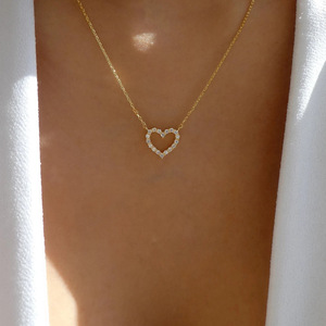 VKME moda kalp kolye kadınlar için zirkonya Rhinestone çok katmanlı kalp kolye takı toptan - Product Image 3