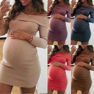 Nouveau produit Mode <span class=keywords><strong>Robe</strong></span> de grossesse sans bretelles <span class=keywords><strong>Robe</strong></span> de maternité à manches longues Jupe de maternité <span class=keywords><strong>Grande</strong></span> <span class=keywords><strong>taille</strong></span> <span class=keywords><strong>Robe</strong></span> sans bretelles - Product Image 3