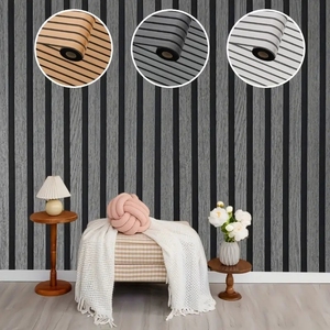 Papel Tapiz 3D con Diseño de Rayas de <span class=keywords><strong>Madera</strong></span>, Panel de <span class=keywords><strong>Pared</strong></span> con Rayas Verticales, Papel Tapiz con Textura de <span class=keywords><strong>Madera</strong></span> Realista para <span class=keywords><strong>Pared</strong></span> de Dormitorio - Product Image 3