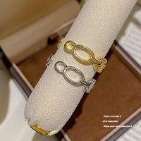 Cincin Hidung Babi Berlapis Emas Asli dengan Hiasan Berlian Modis, Desain Terbuka Serbaguna, Gaya Jepang-Korea untuk Wanita.