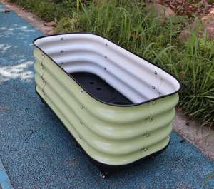 トップスター 大型屋外自動給水式移動プランター 亜鉛メッキ金属製高床式菜園ベッドライナー クラシックデザイン植木鉢 - Product Image 3