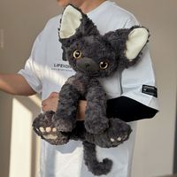 Peluche chat Devon Rex noir kawaii, super mignon, à poils courts, jouet en peluche, cadeau d'anniversaire ou de Saint-Valentin pour filles