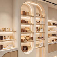 Meubles de magasin commerciaux sur mesure de luxe, vitrine transparente en verre pour parfums et maquillage, fabricant de meubles de vente au détail pour bijoux