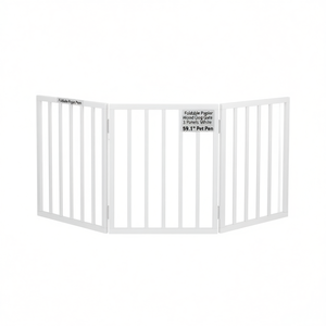 Cancelletto per Cani Pieghevole in Legno di Pioppo a 3 Pannelli Bianco 59,1 Pollici Recinto per Animali Domestici - Product Image 1