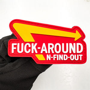 Parche de PVC con la Frase FUCK-AROUND N-FIND-OUT - Gancho - Para Amantes de las Hamburguesas y Fanáticos de los Parches Divertidos - Parches Personalizados Humorísticos - Product Image 5