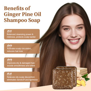 <span class=keywords><strong>Shampoing</strong></span> Solide Nettoyant en Profondeur pour Cheveux et <span class=keywords><strong>Cuir</strong></span> <span class=keywords><strong>Chevelu</strong></span> Gras, Formule Gingembre et Goudron de Pin, Biologique et Fait Main, Conception de Logo Gratuite - Product Image 2