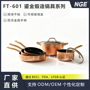 FT-601 Gilded Forged Cookware Set 12 Piece Non Stick Oven Safe Hand Wash Only Stove And Gas Stove Compatible - Product Image 5