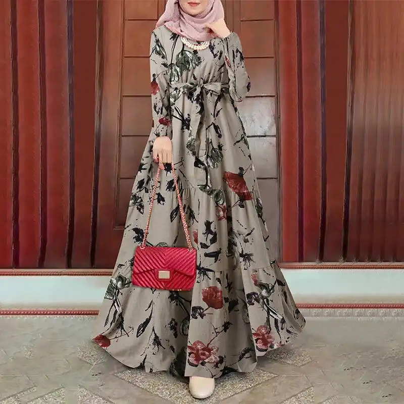 Gaya Baru Renda Lengan Pendek Abaya Boho Maxi Gaun Bunga Gaun Pesta Mode Liburan Kasual Indie Folk Afrika Vestidos