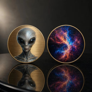 Ensemble <span class=keywords><strong>de</strong></span> pièces <span class=keywords><strong>de</strong></span> monnaie rondes en métal doré, thème science-fiction, extraterrestre, Ovni, espace, <span class=keywords><strong>nébuleuse</strong></span>, commémoratif, artistique, souvenir, cadeau - Product Image 3