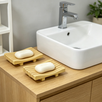Plateau à Savon en Résine Effet Bois Luxe, Support de Rangement et Présentoir pour Comptoir de Salle de Bain