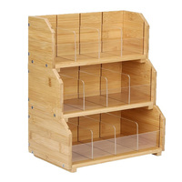 Organisateur de sachets de thé en bambou empilable à 3 niveaux, boîte de rangement, support de rangement en bois de bambou, organisateur de bureau