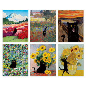 Pittura artistica pittura decorativa su tela di fama mondiale Poster di gatto creativo soggiorno camera da letto arte della parete - Product Image 4