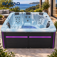 Bain à remous extérieur haut de gamme pour 5 personnes, spa en acrylique, baignoire de massage, fabrication OEM sur mesure pour villas et hôtels