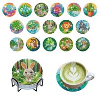 Kits de peinture diamant 5D personnalisés DIY avec support, thème Saint-Valentin, motif Gnome rose et Cœur d'amour, ensemble de dessous-de-verre en acrylique avec diamants