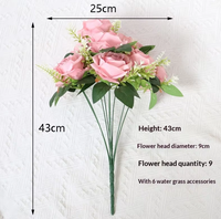 Rose artificielle en soie à 9 têtes, accessoire de photographie et de mise en scène, style moderne et minimaliste, pour le commerce international