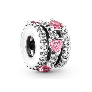 Abalorios al por mayor para pulseras, serie <span class=keywords><strong>rosa</strong></span>, cuentas de agujero grande, de metal esmaltado, bonitos dijes DIY para la fabricación de joyas - Product Image 5