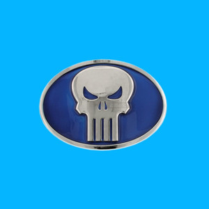 Hebilla de cinturón metálica con diseño de calavera Punisher, hebilla de aleación de zinc para hombre, acabado en níquel brillante, accesorio de utilería de película. - Product Image 1