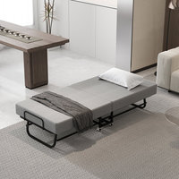 Lit pliant convertible moderne avec matelas en mousse à mémoire de forme de 3 pouces, cadre métallique peu encombrant et roulettes pour usage en chambre d'hôtel