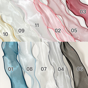 Nastro <span class=keywords><strong>in</strong></span> Chiffon Organza Trasparente con Bordo Tessuto e Logo Personalizzato per Confezioni Regalo, Nastro Colorato all'Ingrosso - Product Image 5