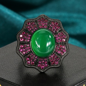 Ensemble de bijoux vintage en cuivre écologique de gros, haut de gamme, avec collier et boucles d'oreilles imitation jade vert 10*12mm pour femmes - Product Image 4