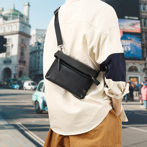 Men's Genuine Leather Crossbody <b>Bag</b> Black Durable Everyday Use - Product Image 1