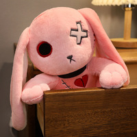 Peluche de lapin Reborn étrange et gothique, style sombre, mignon lapin cicatrisé, animal en peluche doux
