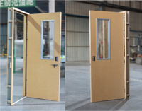 Puertas Interiores de Acero con Acabado de Madera para Dormitorios Estudiantiles, Aulas Escolares y Habitaciones, con Ventana de Vidrio