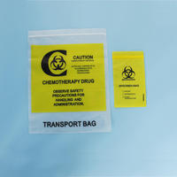 Sac de transport pour déchets de chimiothérapie à risque biologique pour hôpitaux, recyclable, en LDPE, avec fermeture éclair, petite taille, pochette d'emballage médical