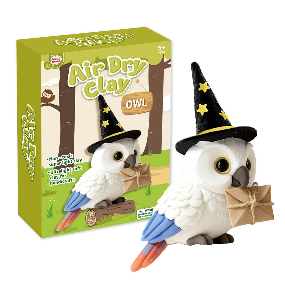 Kits de bricolage hibou en argile séchée à l'air