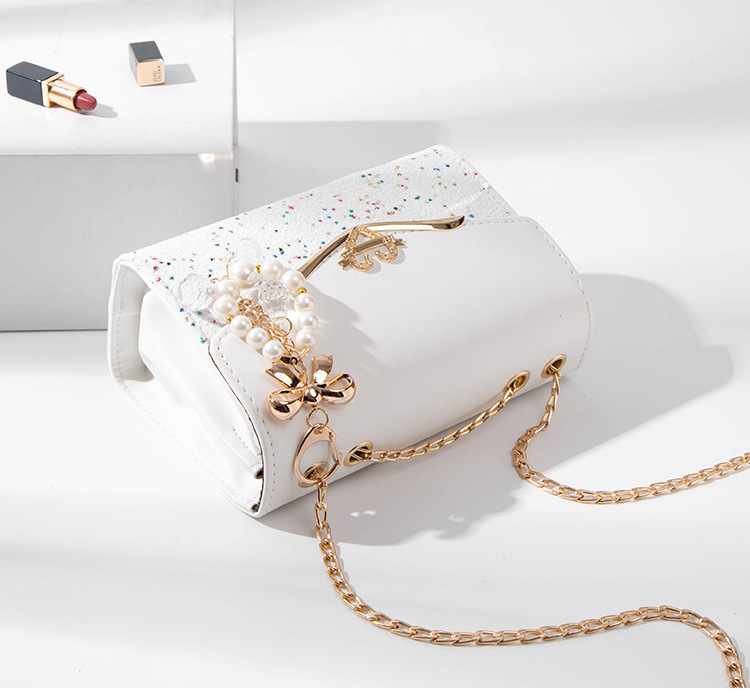 Sangle De Sac à Main Tressée En Cuir PU Blanc Avec Chaîne Métal - Bandoulière Amovible Élégante Pour Sacs à Épaule Et Crossbody