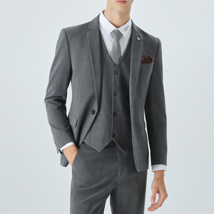 Costume 3 pièces à carreaux respirant coupe ajustée grande taille pour <span class=keywords><strong>homme</strong></span> Urban Elite – Idéal pour l'automne/<span class=keywords><strong>hiver</strong></span>, <span class=keywords><strong>tenue</strong></span> <span class=keywords><strong>professionnelle</strong></span> formelle ou de garçon d'honneur - Product Image 2