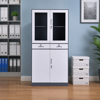 Armoire de classement commerciale en acier avec 2 tiroirs et 4 portes, serrure à clé - Conception modulaire autoportante, rangement de bureau durable