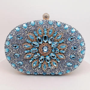 Hot-selling PU Trapeze Shape Sunflower Rhinestone Clutch <b>Evening</b> Party Banquet <b>Bag</b> - Product Image 4