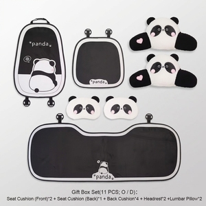 Housse de siège de <span class=keywords><strong>voiture</strong></span> en peluche brodée Panda, ensemble complet, style dessin animé, applicable toute saison, pour la plupart des modè<span class=keywords><strong>les</strong></span> de véhicules - Product Image 4