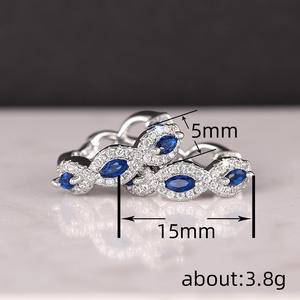 Pendientes de Aro de Oro Blanco E3407 con Zafiro, Corte Marquesa, Engaste de Garra, Joyería Fina Clásica para Mujer - Product Image 5